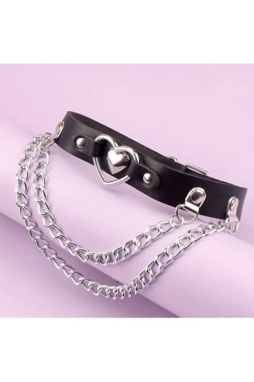 Choker Double Coeur Double Chaines