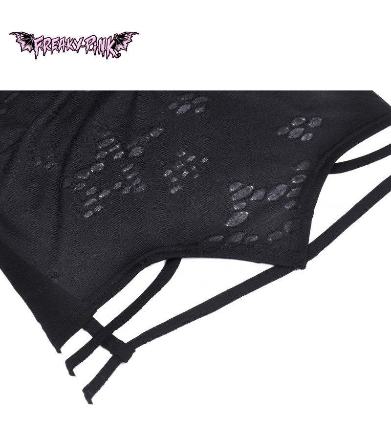 Crop Top Punk Déchiré Avec Laçage