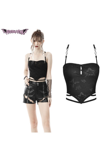 Punk Crop Top With Holes And Lacing