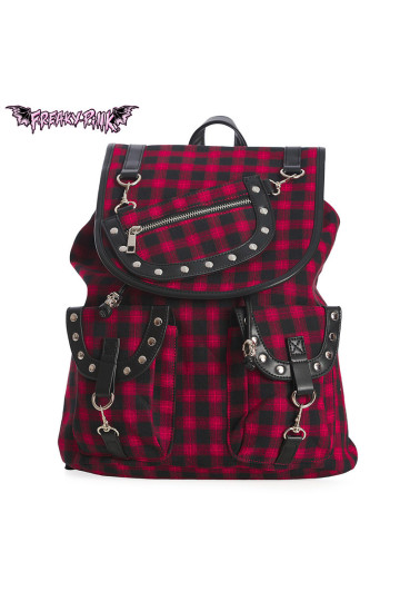 Sac à Dos Punk Rouge et Noir à Carreaux