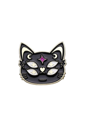 4 Eyes Gothic Black Cat Pin
