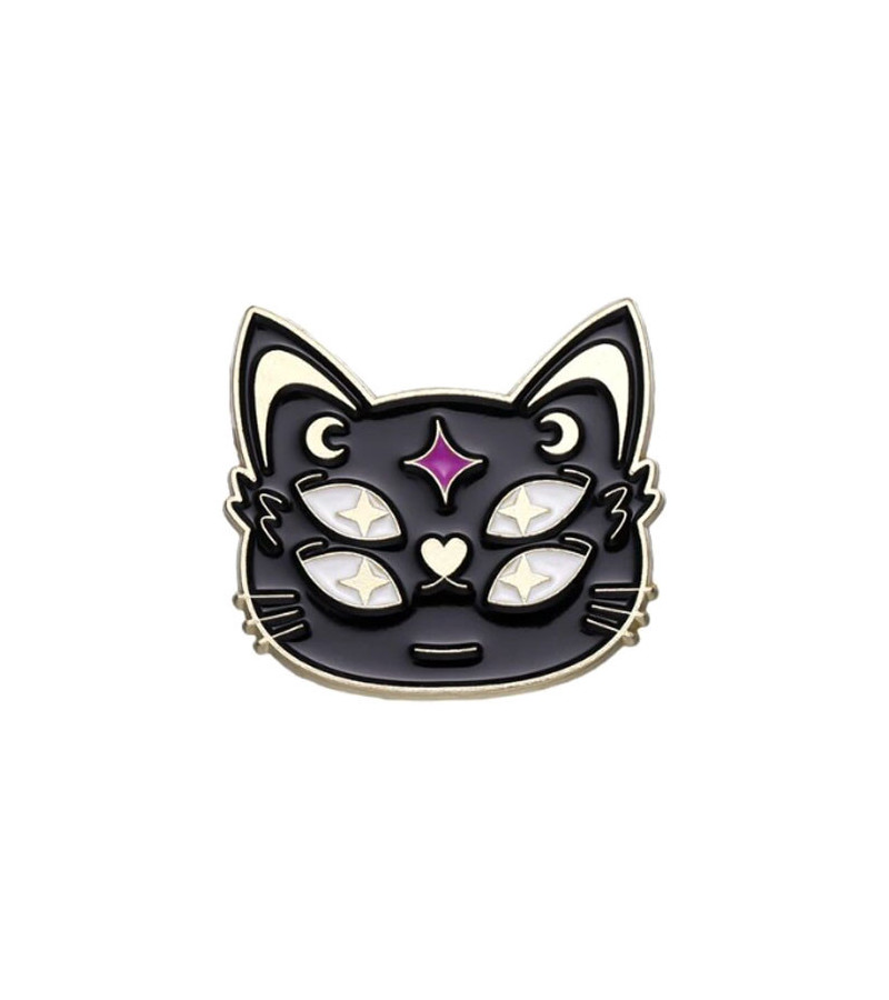4 Eyes Gothic Black Cat Pin
