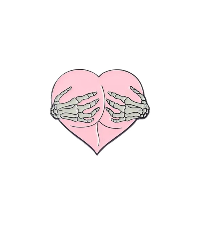 Pins Coeur Rose Cucu Mains Squelettes