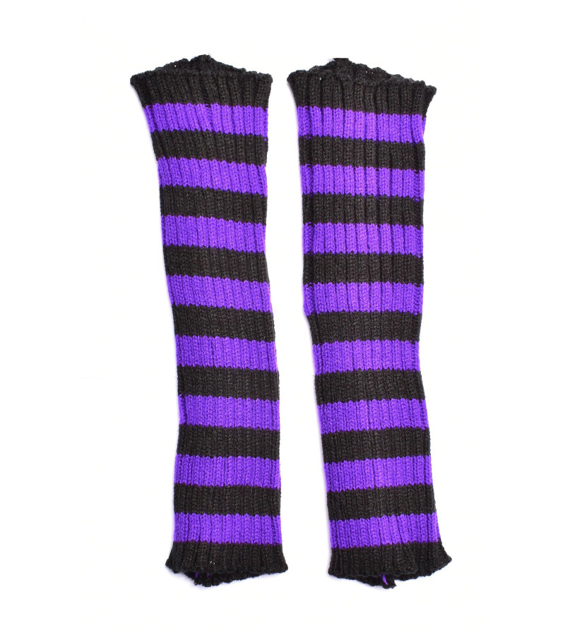 Purple And Black Thick Arm Warmers Purple And Black Thick Arm Warmers