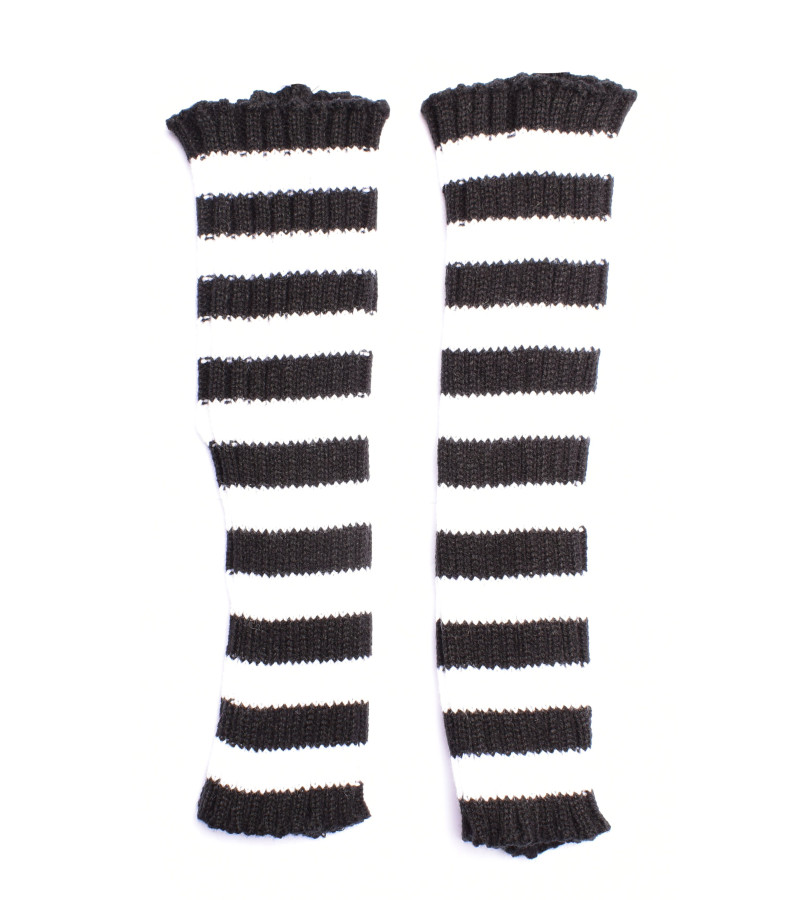 Arm Warmers Epais Blanc Noir Arm Warmers Epais Blanc Noir