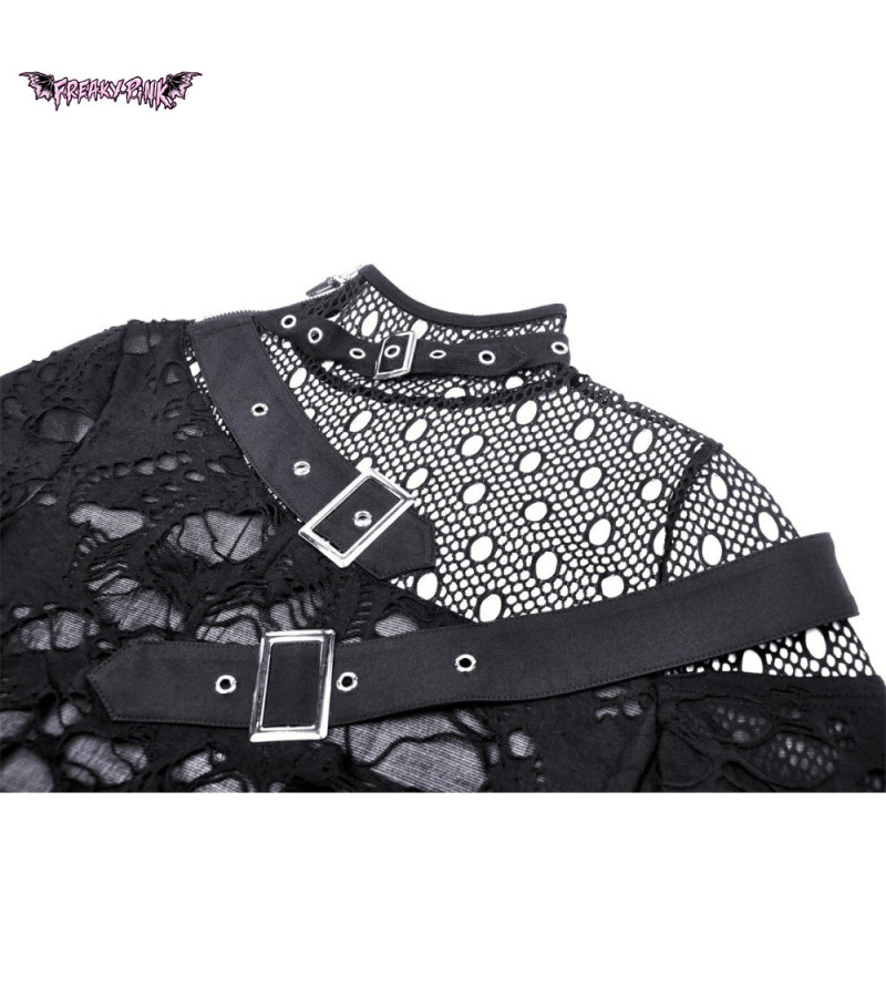 Top Punk Déchiré Asymétrique Manches Longues