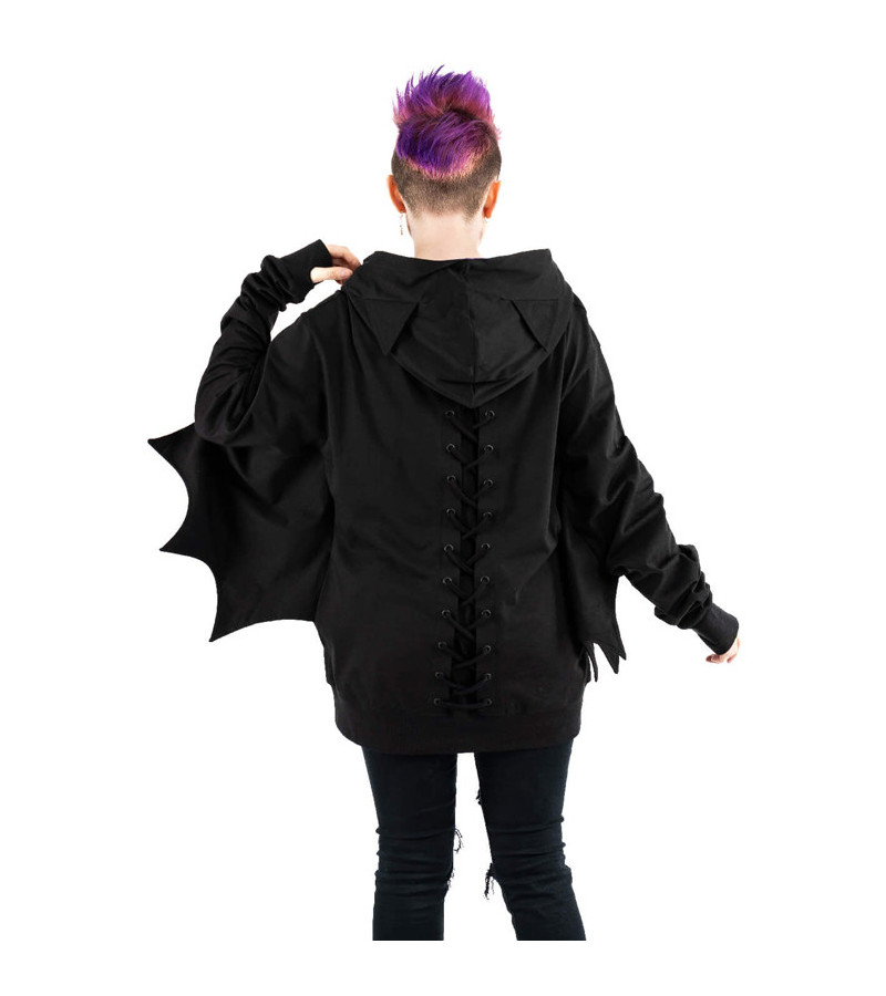 Bat Doll Hood with wings, bat ears and lacing