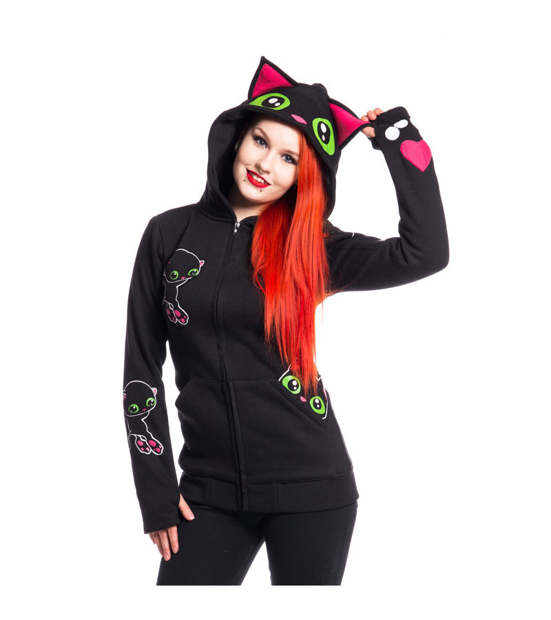 Black Cat Hood With Cat Ears