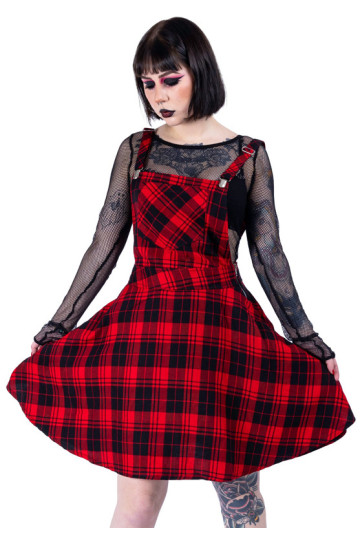 Robe Salopette Carreaux Rouges Maeve Pinafore