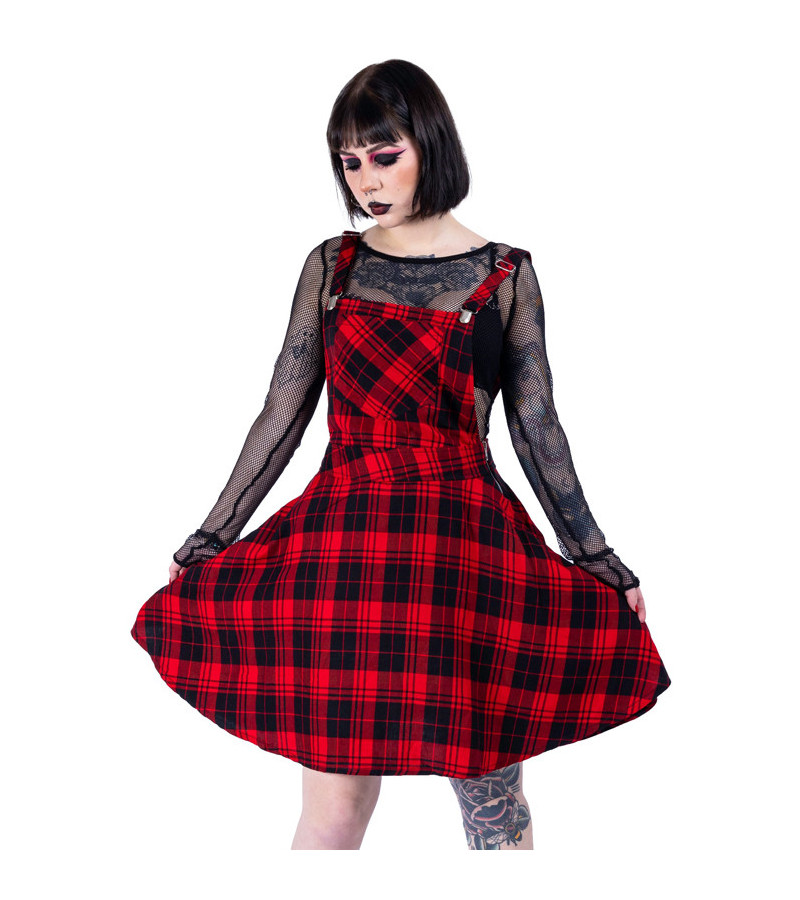 Maeve Pinafore Red Black Check Dress