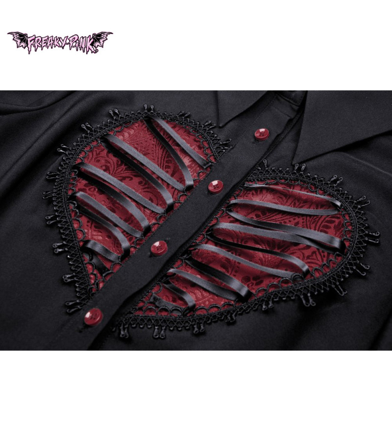 Robe Gothique Lolita Noire Avec Coeur Rouge