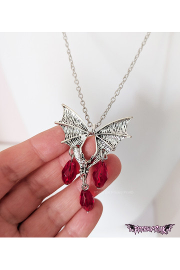 Collier Chauve-Souris Gemmes Rouges