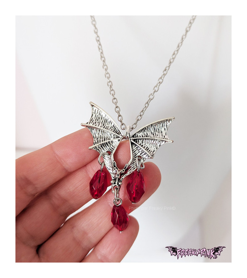 Collier Chauve-Souris Gemmes Rouges