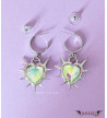 Boucles D'Oreilles Coeurs Irisés Avec piques