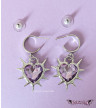Purple Hearts Earrings With Spikes