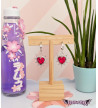 Red Hearts Earrings With Spikes - Freaky Pink