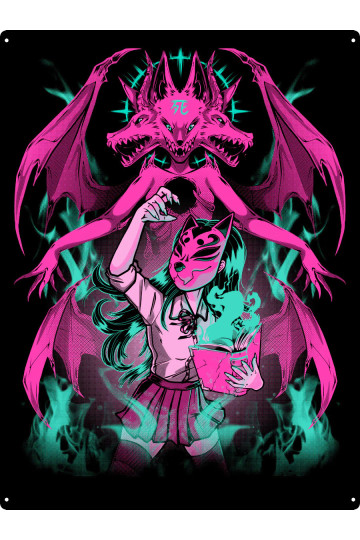 Girl In The Fox Mask Large Tin Sign