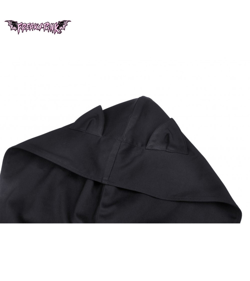 Black Cape With Cat Ears And Devil's Tail