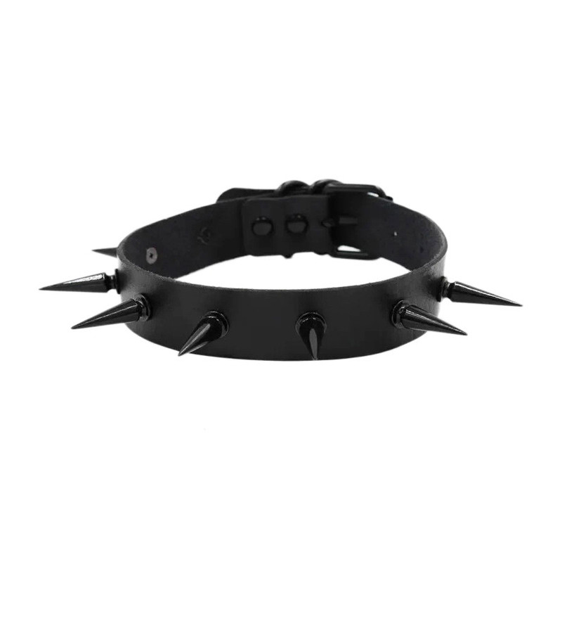 Choker Noir A Piques Longs Choker Noir A Piques Longs
