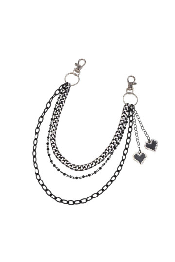 Black Pixel Hearts Chain