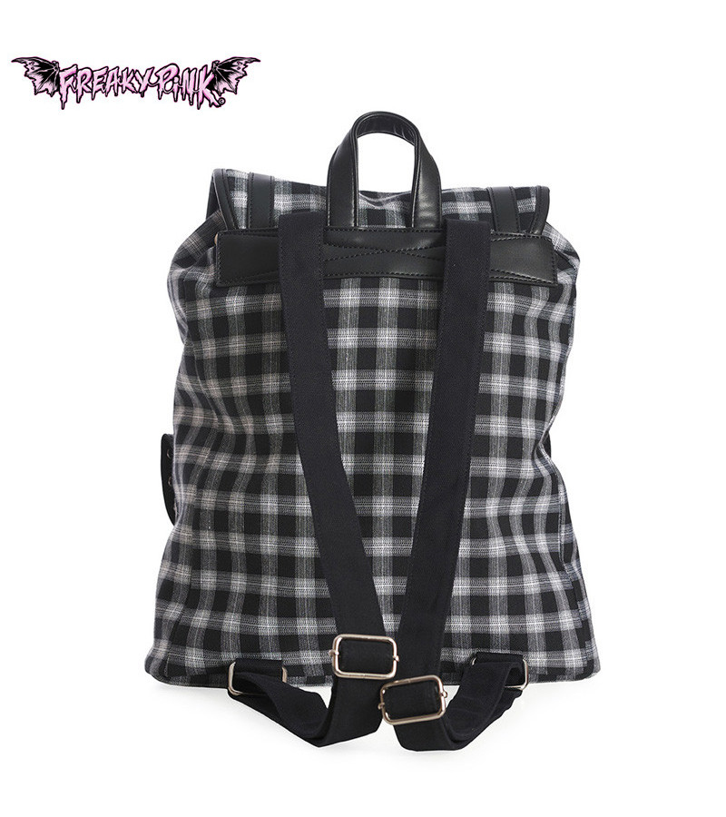 Sac à Dos Punk Carreaux Noir Blanc - Freaky Pink