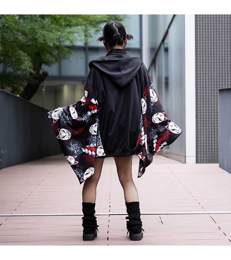 Higanbana Kimono Zip Hoodie Black ACDC RAG