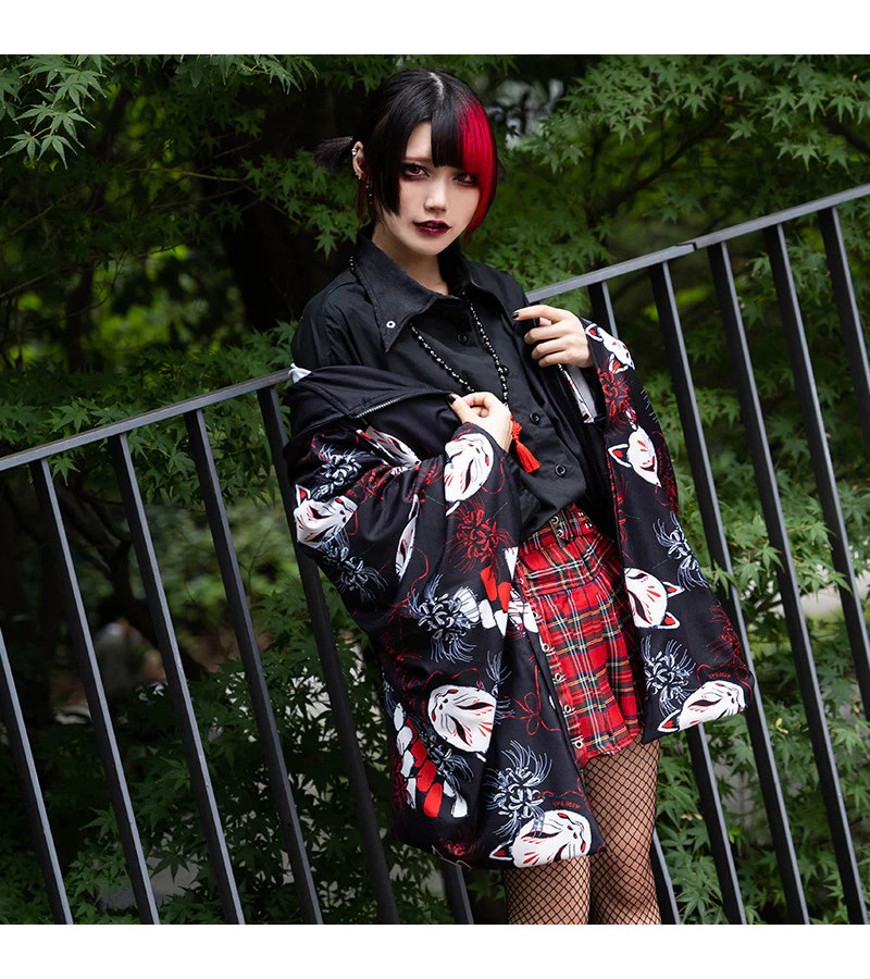 Higanbana Kimono Zip Hoodie Black ACDC RAG