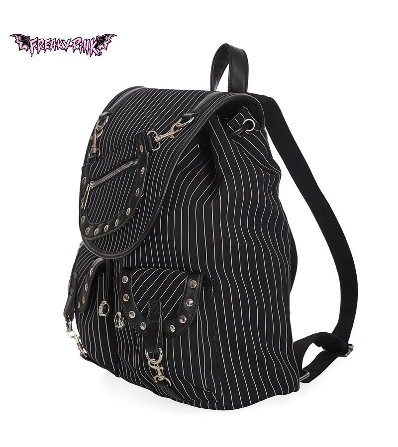 Sac à Dos Noire Fines Rayures Blanches