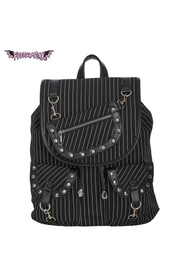 Black With White Stripes Gothic Backpack