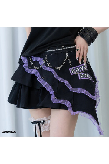 Mini Jupe Short Devil Punk Violette ACDC RAG