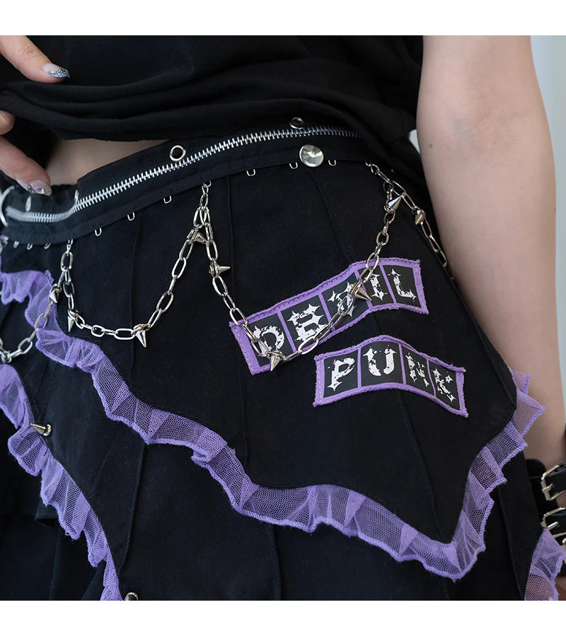 Devil Punk Purple Mini Skirt ACDC RAG