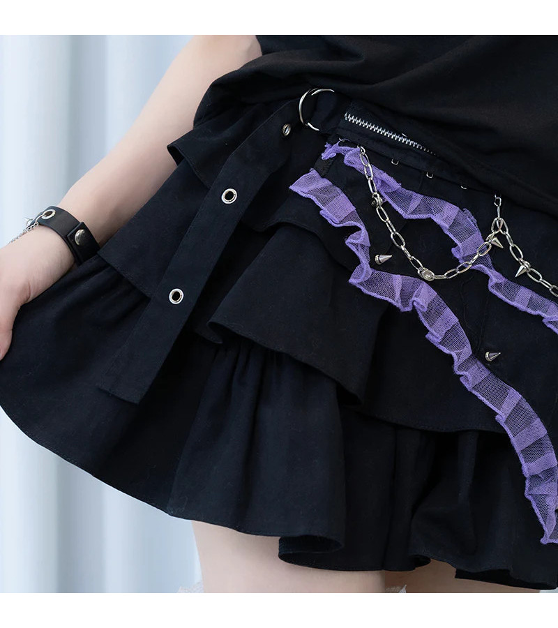 Devil Punk Purple Mini Skirt ACDC RAG