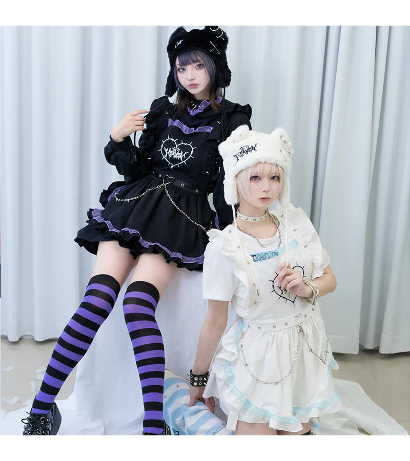 Mini Jupe Short Devil Punk Violette ACDC RAG