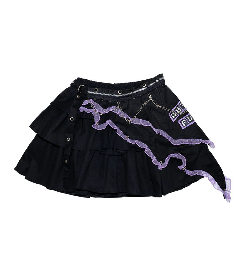 Mini Jupe Short Devil Punk Violette ACDC RAG