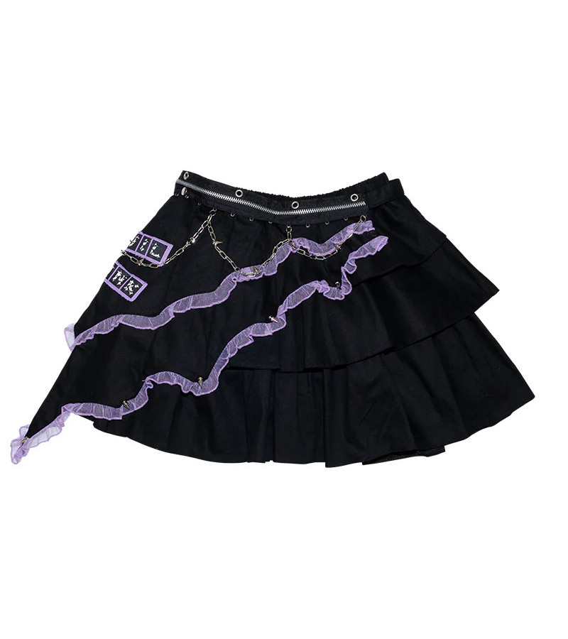 Devil Punk Purple Mini Skirt ACDC RAG