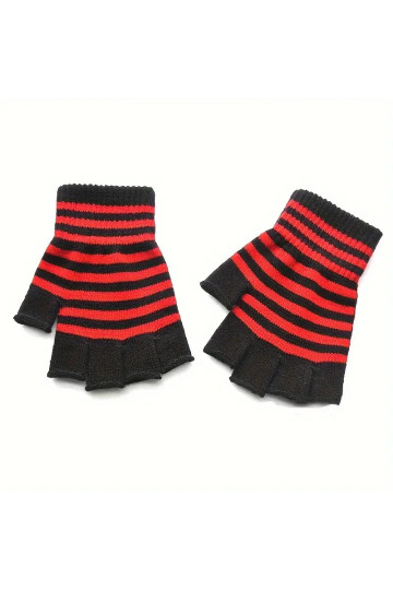 Gants Petites Rayures Noires Et Rouges