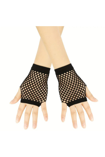 Short Fishnet Black Gloves