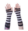 Black And White Striped Mesh Gloves