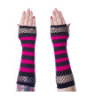 Black And Pink Striped Mesh Gloves