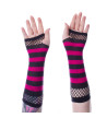 Black And Pink Striped Mesh Gloves