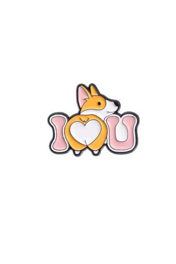 I Heart You Corgi Pin