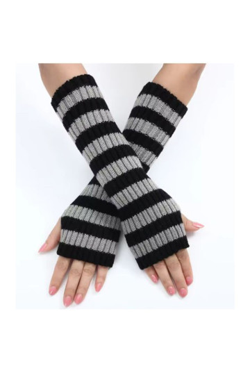 Grey And Black Thick Arm Warmers