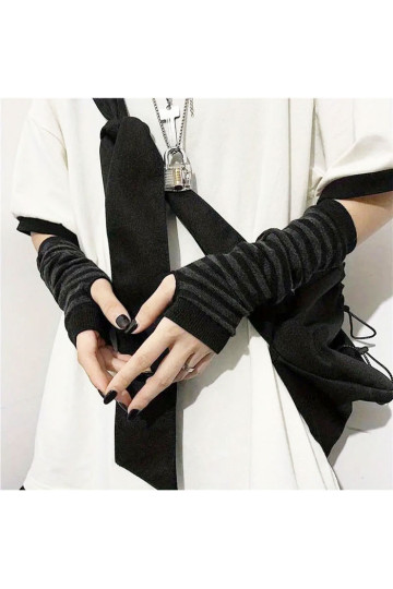 Mitaines Petites Rayures Noires Et Grises