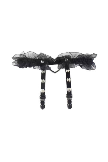 Jarretière Dentelle Coeur Piques Noire