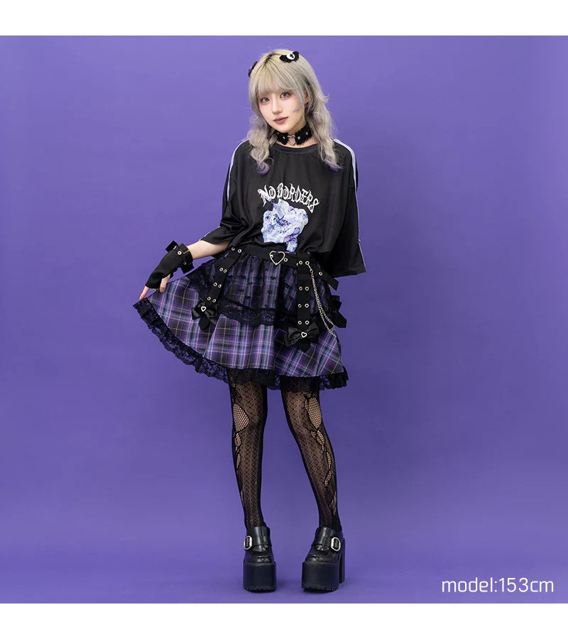 Mini Jupe Short Love Punk Violette ACDC RAG