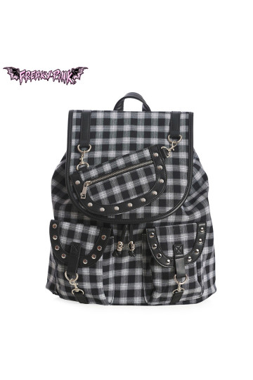 Sac à Dos Punk Noir et Blanc à Carreaux