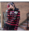 Harajuku Hoodie Rayé Rouge Et Noir