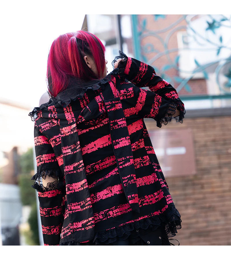 Red Black Striped Harajuku Hoodie ACDC RAG