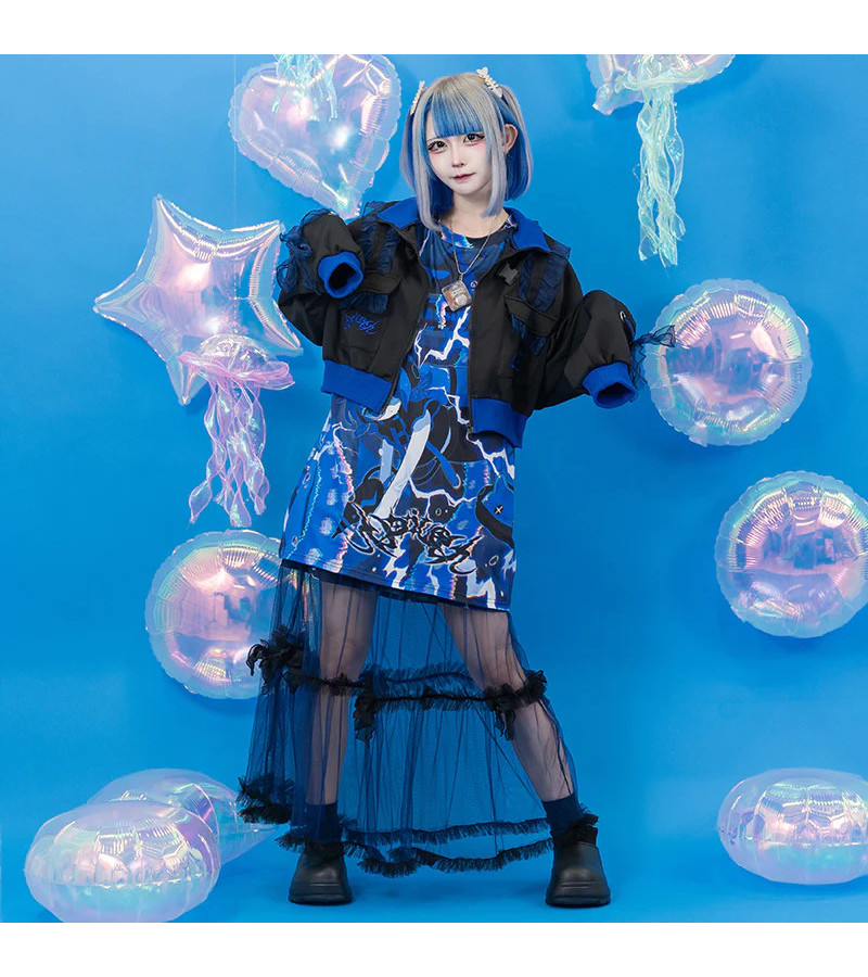 Veste Courte Bleue Cyber Octopus ACDC RAG