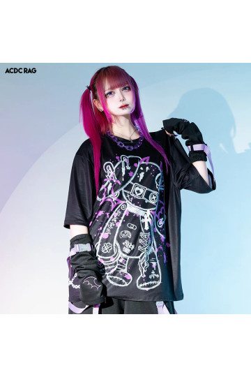 Blood Nero T-shirt Lapin Violet ACDC RAG